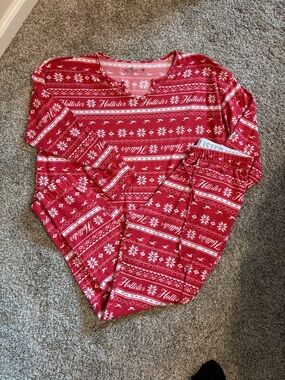 Hollister Red and White Fair Isle Pajama Set